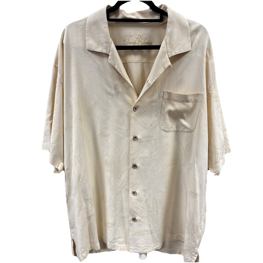 Tommy Bahama Mens XLX 100% Silk Pale Yellow with Collar